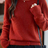 Casual Warm Boat Neck Buttoned Split Sweater