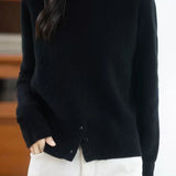 Casual Warm Boat Neck Buttoned Split Sweater