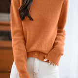 Casual Warm Boat Neck Buttoned Split Sweater