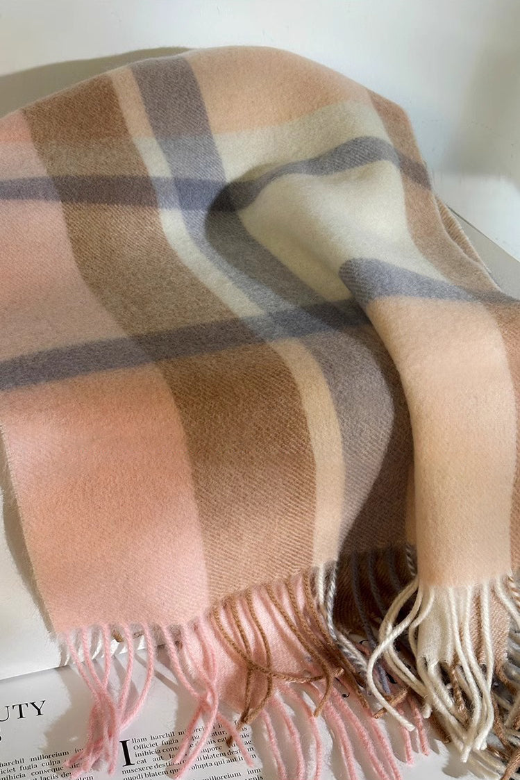 Casual Versatile Plaid Fringed Scarf - liwisi