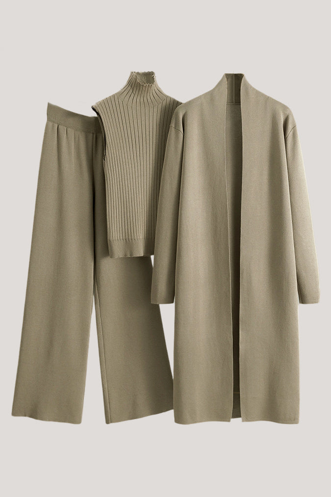 Casual Minimalist Sleeveless Vest 3-Piece Set - liwisi