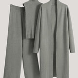 Casual Minimalist Sleeveless Vest 3-Piece Set - liwisi