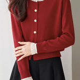 Exquisite Elegant Lace Pearl Knitted Cardigan