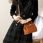 Exquisite Elegant Fake Two-Piece Plaid Long-Sleeve Dress - liwisi