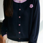 Casual Versatile Color-Block Crew Neck Pullover Knitted Cardigan - liwisi