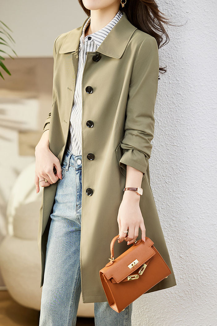 Casual Versatile Lapel Mid-Length Trench Coat - liwisi
