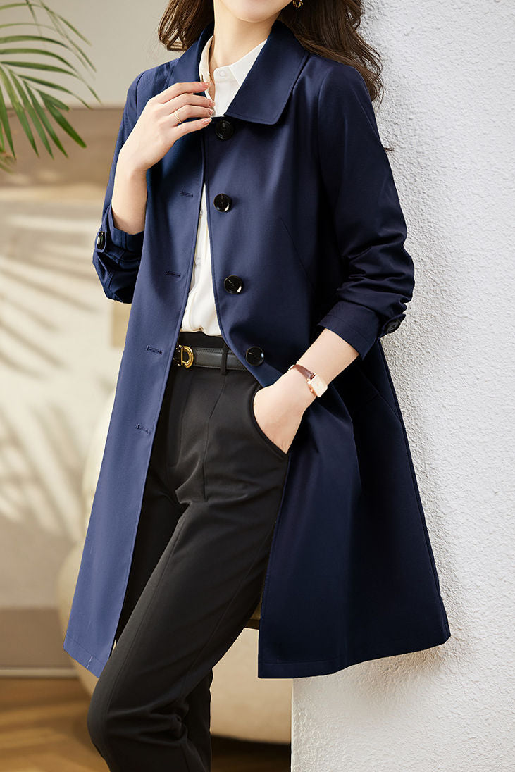 Casual Versatile Lapel Mid-Length Trench Coat - liwisi