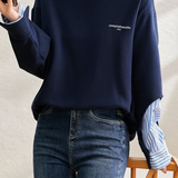 Casual Fake Two-Piece Striped Paneled Hoodie