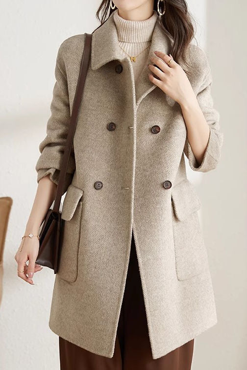 Casual Versatile Mid-Length Lapel Woolen Coat - liwisi