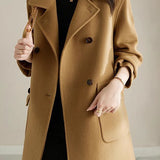 Casual Versatile Mid-Length Lapel Woolen Coat
