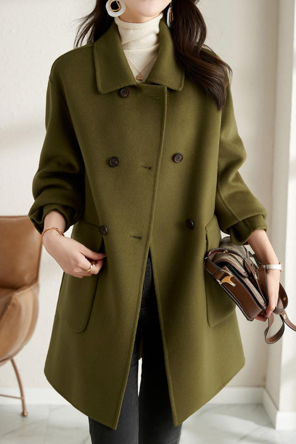 Casual Versatile Mid-Length Lapel Woolen Coat - liwisi