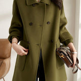 Casual Versatile Mid-Length Lapel Woolen Coat