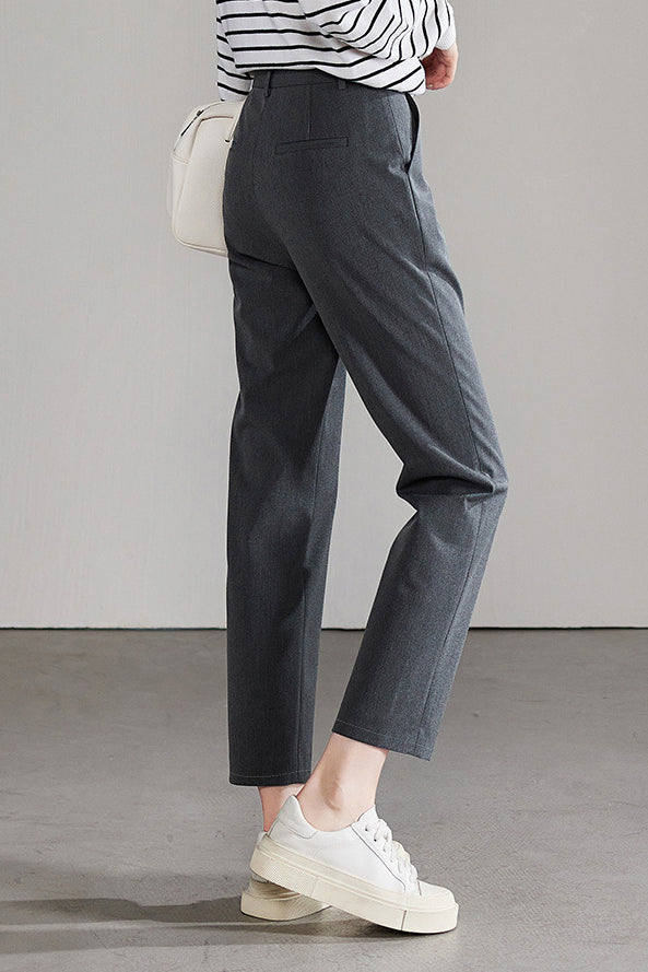 Casual Commuter Minimalist Straight-Leg Cropped Suit Pants - liwisi