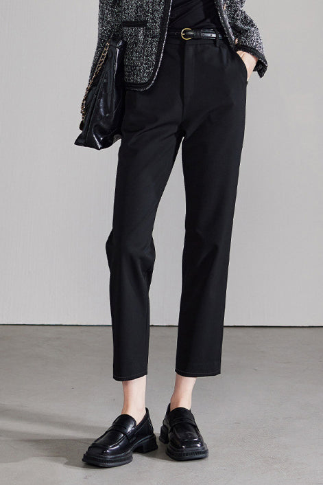 Casual Commuter Minimalist Straight-Leg Cropped Suit Pants - liwisi