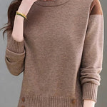 Casual Versatile Crew Neck Pullover Color-Block Knitted Top - liwisi