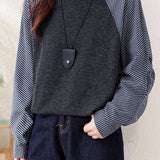 Casual Fake Two-Piece Paneled Striped Shirt