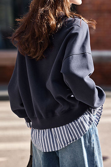 Casual Fake Two-Piece Striped Letter Hoodie - liwisi