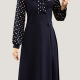 Casual Versatile Polka Dot Long-Sleeve Paneled Dress - liwisi