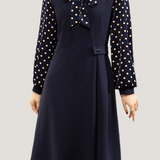 Casual Versatile Polka Dot Long-Sleeve Paneled Dress - liwisi