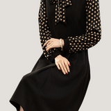 Casual Versatile Polka Dot Long-Sleeve Paneled Dress - liwisi