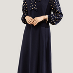 Casual Versatile Polka Dot Long-Sleeve Paneled Dress - liwisi