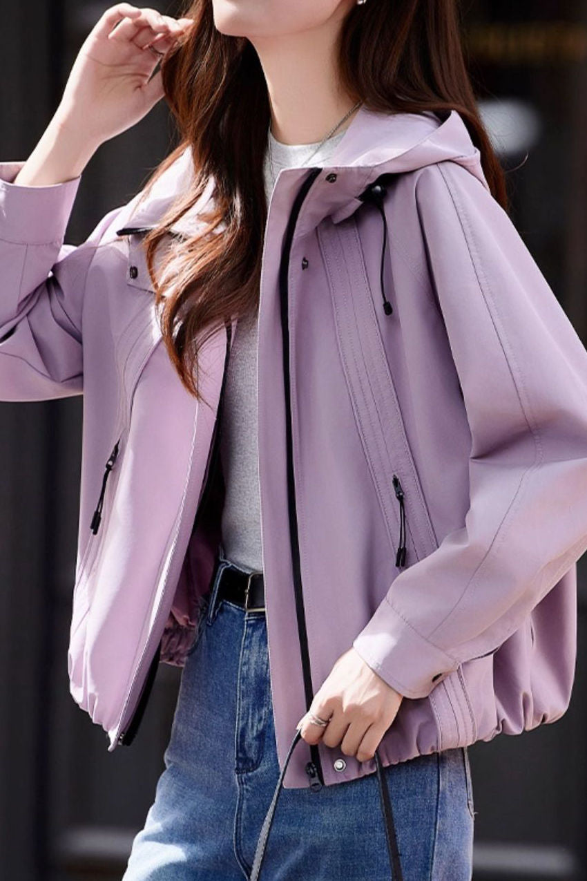 Casual Minimalist Hooded Short Jacket - liwisi