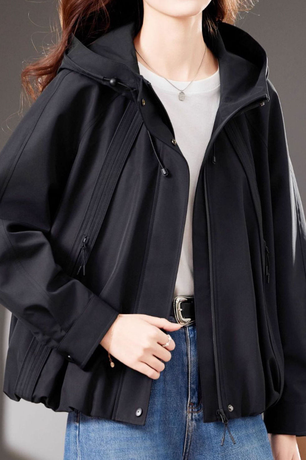 Casual Minimalist Hooded Short Jacket - liwisi