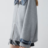 Casual Double-Zipper Plaid Patchwork Coat - liwisi