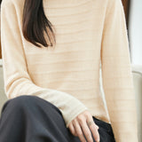 Casual Versatile Half-High Neck Ribbed Pullover Sweater