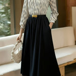 Commuter Versatile Striped Crew Neck Dress - liwisi