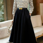 Commuter Versatile Striped Crew Neck Dress - liwisi