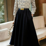 Commuter Versatile Striped Crew Neck Dress - liwisi