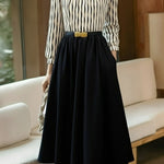 Commuter Versatile Striped Crew Neck Dress - liwisi