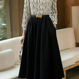 Commuter Versatile Striped Crew Neck Dress - liwisi