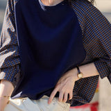 Casual Versatile Patchwork Plaid Pullover Hoodie