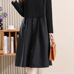 Casual Versatile Crew Neck Solid-Color Dress - liwisi
