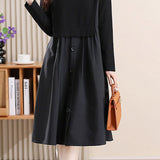 Casual Versatile Crew Neck Solid-Color Dress - liwisi