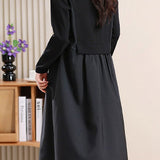 Casual Versatile Crew Neck Solid-Color Dress - liwisi