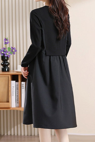 Casual Versatile Crew Neck Solid-Color Dress - liwisi