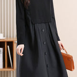 Casual Versatile Crew Neck Solid-Color Dress - liwisi