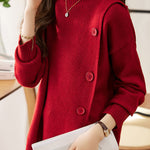 Casual Solid-Color Asymmetric Design Pullover Sweater - liwisi