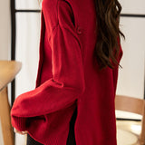 Casual Solid-Color Asymmetric Design Pullover Sweater - liwisi