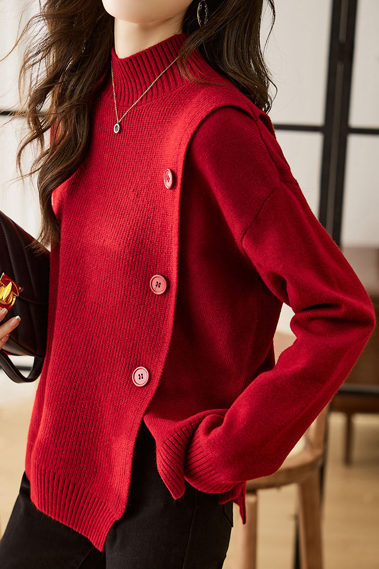 Casual Solid-Color Asymmetric Design Pullover Sweater - liwisi