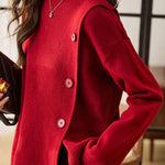 Casual Solid-Color Asymmetric Design Pullover Sweater - liwisi