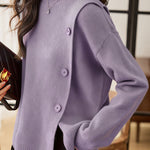 Casual Solid-Color Asymmetric Design Pullover Sweater - liwisi