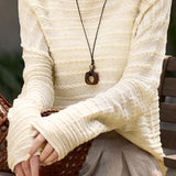 Casual Versatile Crew Neck Ribbed Pullover Knitted Top - liwisi