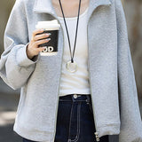 Casual Versatile Solid-Color Half-High Neck Coat