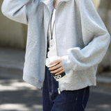 Casual Versatile Solid-Color Half-High Neck Coat