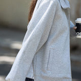 Casual Versatile Solid-Color Half-High Neck Coat