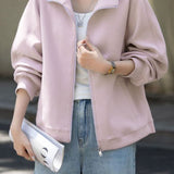 Casual Versatile Solid-Color Half-High Neck Coat